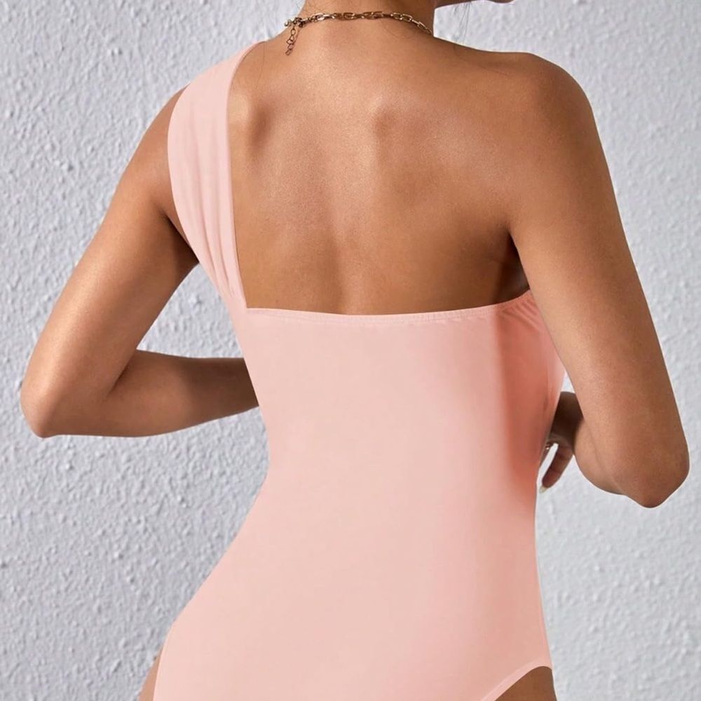 Elegant Pink One-Shoulder Women Top/bodysuit - Picture 4 of 10